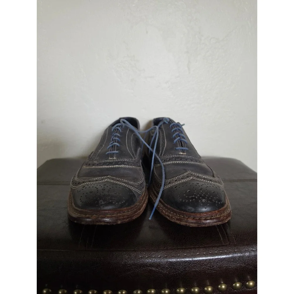 Allen Edmonds Neumok Gray Leather Wingtip Oxfords Preppy‎ Dress Shoes Sz10D